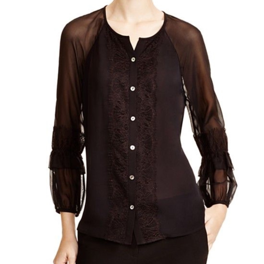 DVF • Taylor Silk + Lace Blouse - Picture 4 of 7
